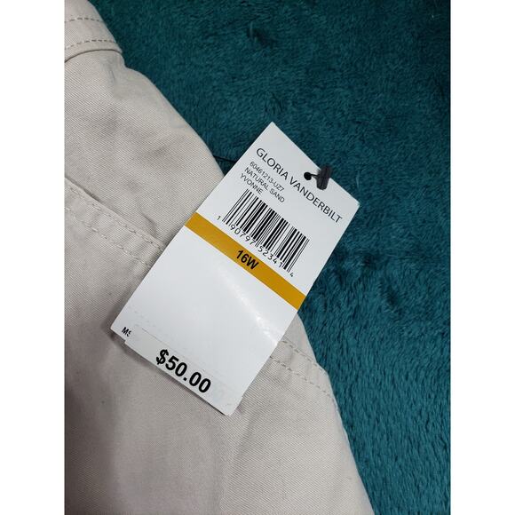 Gloria Vanderbilt Pants Size 16 W Womens Beige Stretch Capri Plus Cargo NWT - Picture 4 of 15